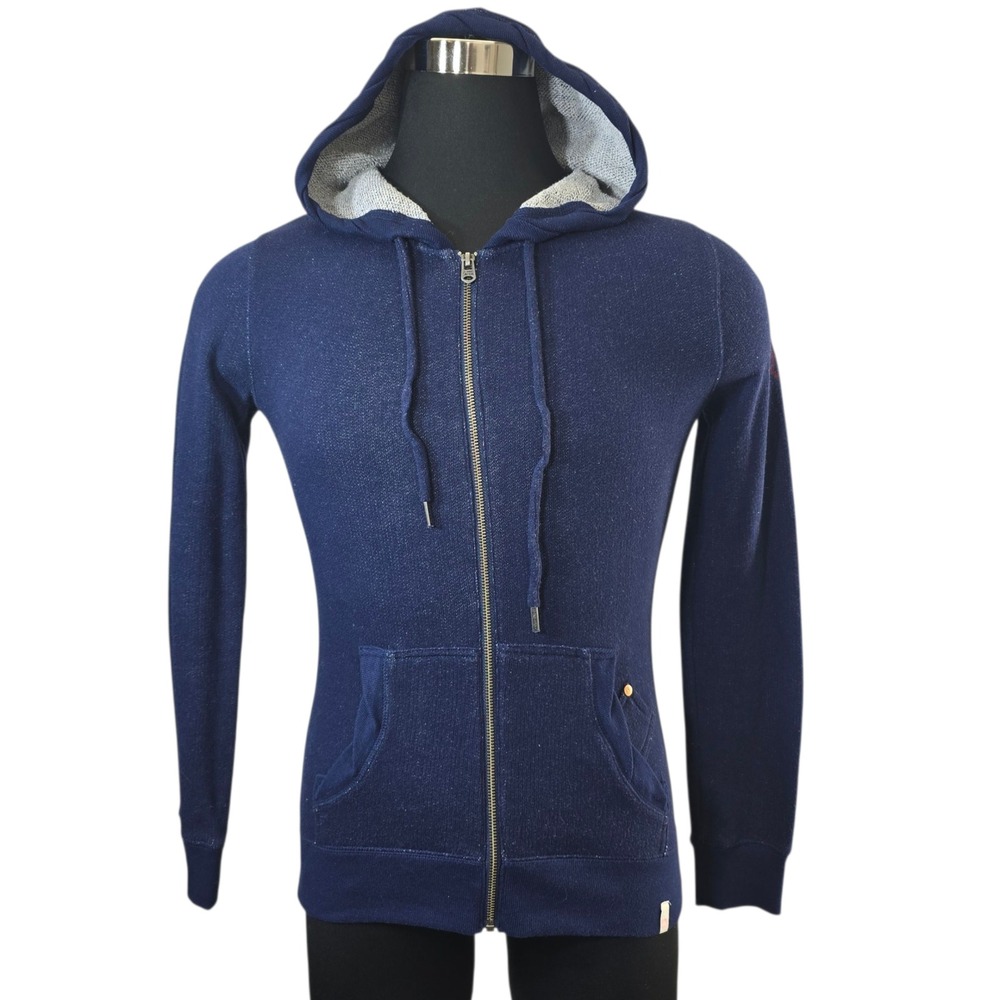 Quiksilver‎ Full Zip Knit Hoodie Sailboat Graphic Navy Blue Casual Activewear M